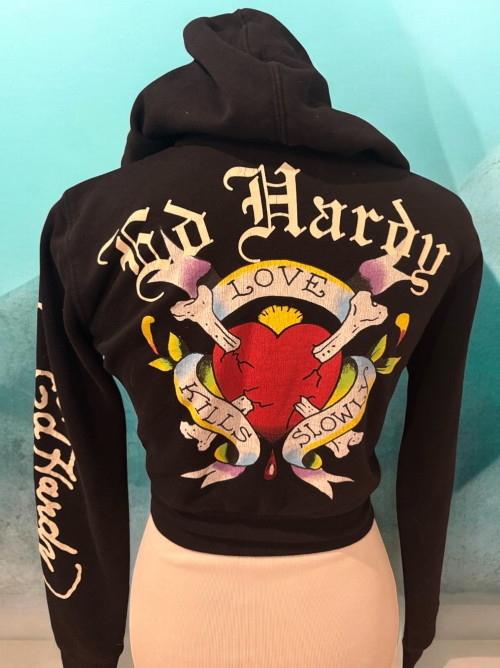 Ed Hardy VTG Love Kills Slowly Crop Hoodie